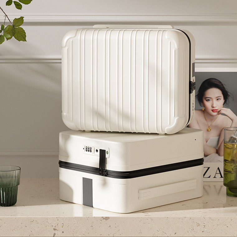 Small Mini Makeup Case 14inch New Model for Women, Can Be Used as a Trolley Suitcase, Portable Password-Protected Storage Bag, Stylish Appearance