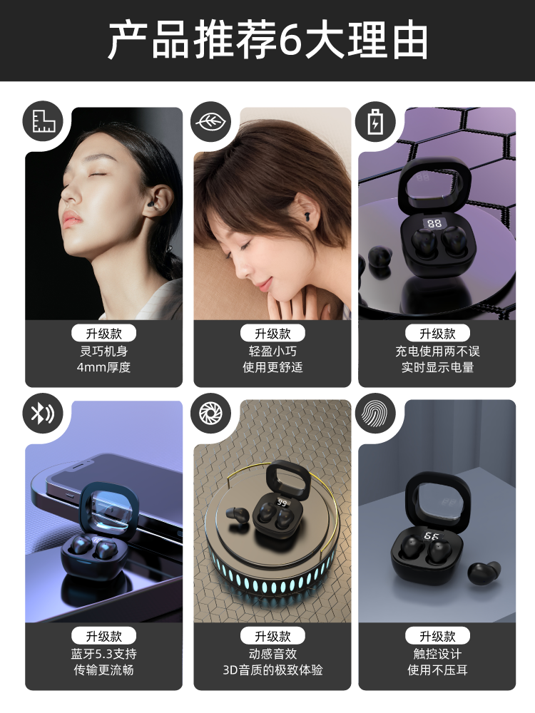 Micro-Sized Wireless Sleep Bluetooth Earphones 2025 New Model In-Ear Mini Compact Smallest Wearable Without Flashing Light