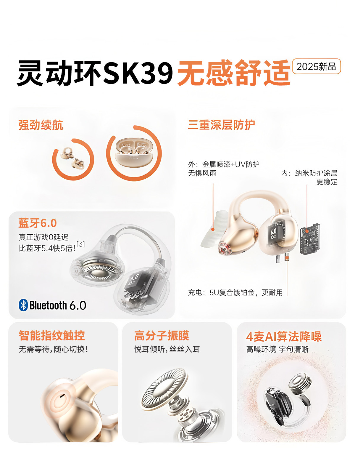 Desktop Computer Wireless Headset Bluetooth Laptop with Microphone Two-In-One USB Receiver Clip-On Earphone Universal for Mobile Phones