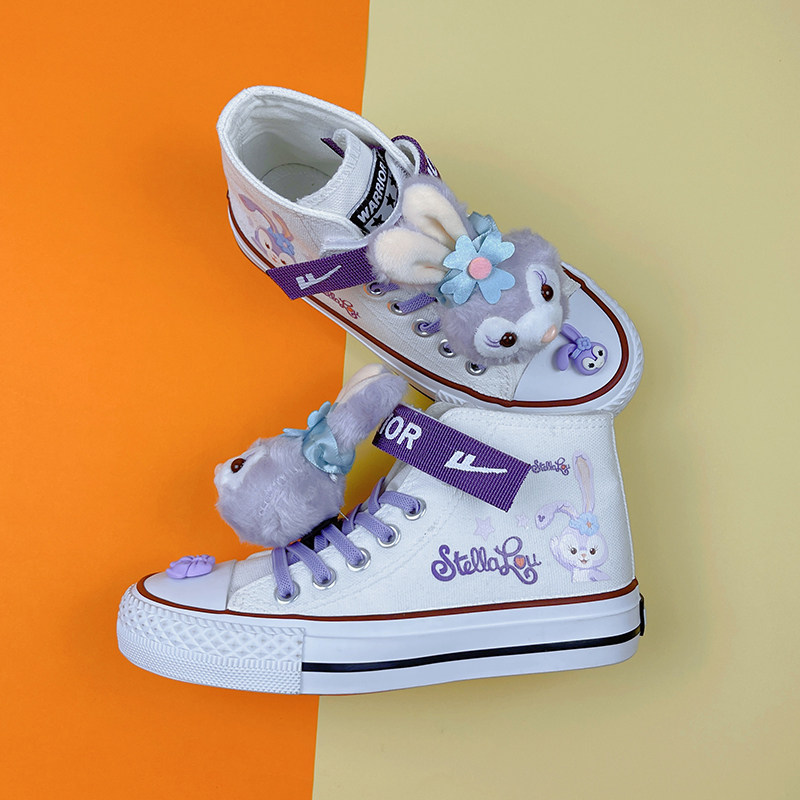 Huli children's shoes canvas shoes star Delu jointly girls shoes students 2022 Spring and Autumn new baby small white shoes