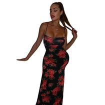 JY24167 European and American style printed backless suspender dress 2024 summer new sexy slim waist long skirt