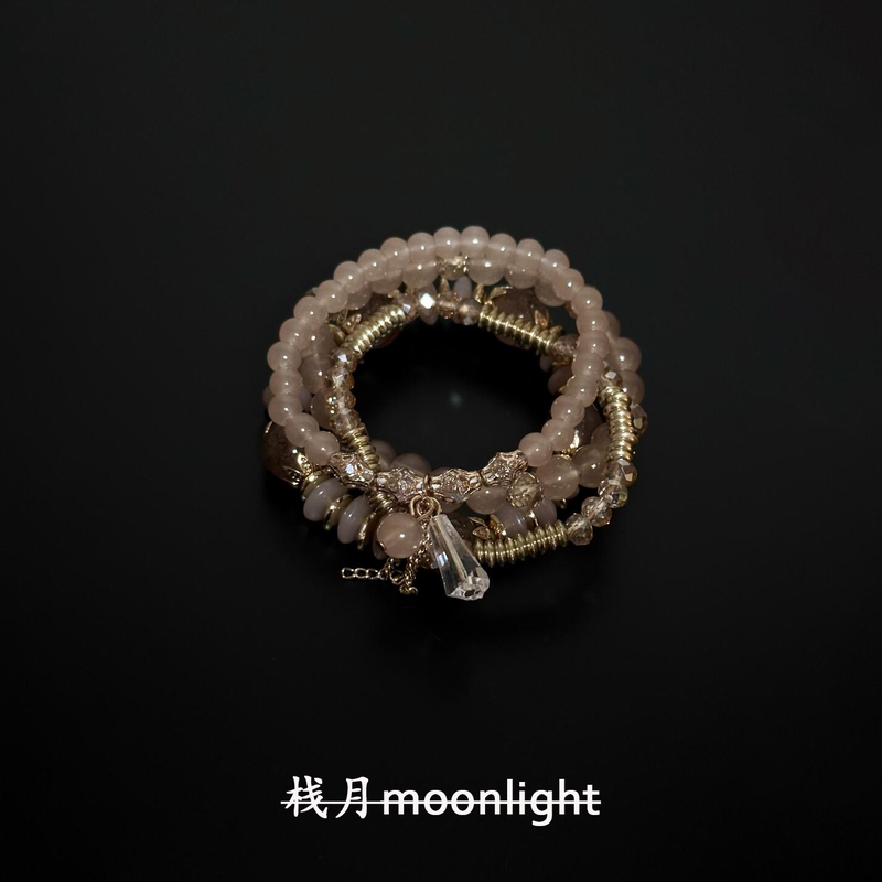 [Zhan Yue] Vintage Design Coffee-Colored Glass Bead Multi-Layer Bracelet, Unique and Fashionable, Versatile and Elegant Jewelry