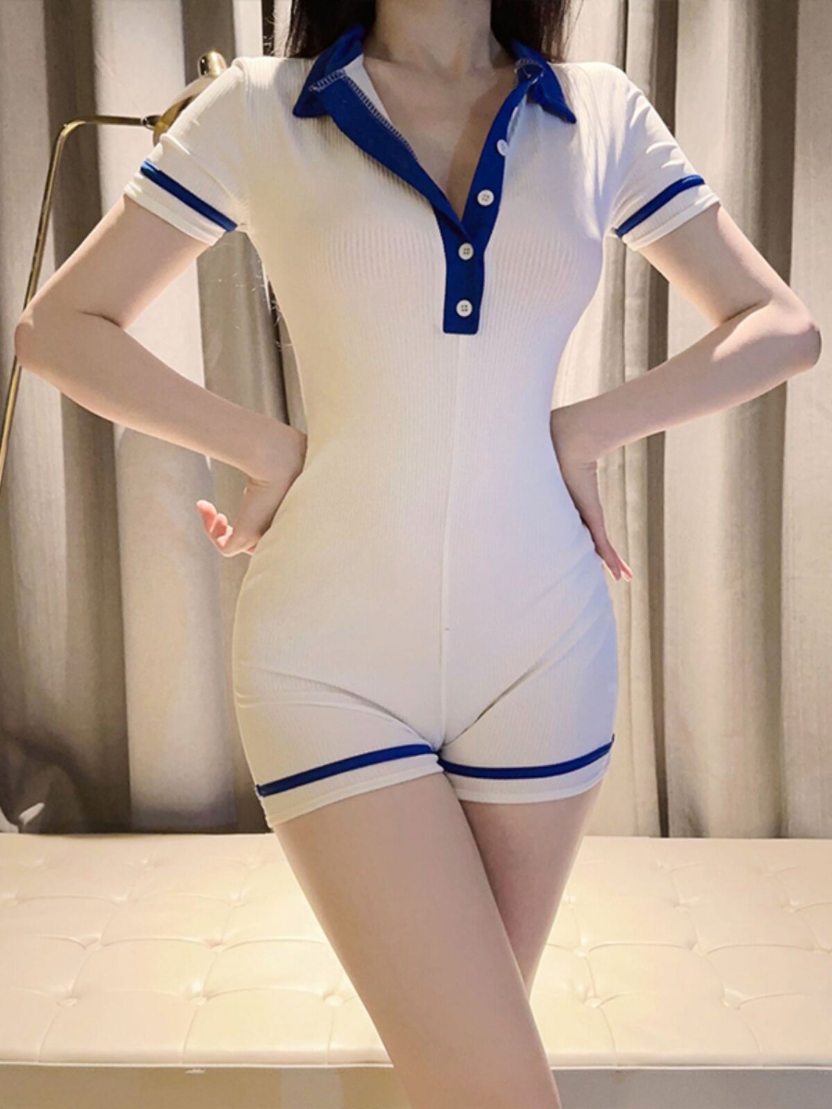 Plus size girls' sexy secret weapon: can you wear a preppy style bed  jumpsuit even in