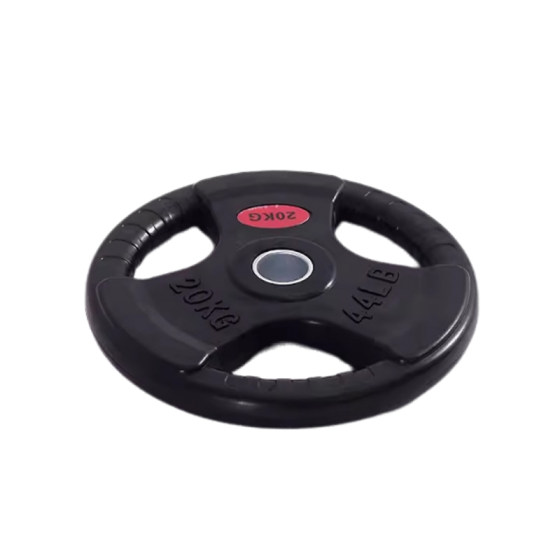 Clearance Sale Large Hole 5 10 15 kg Rubber-Coated Three-Hole Barbell Plates Gym Small Hole Dumbbell Plates Weights