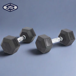 Dumbbell Hexagonal Rubber-Coated Pure Iron Solid Jujube Core Bar for Men and Women Home Cast Iron Fitness Equipment 5/10/15/Set