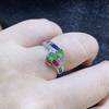 New A-grade ice jade ring Valentine's Day birthday gift S925 silver inlaid electroplated 18K gold hypoallergenic