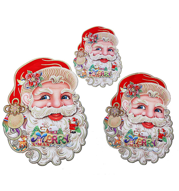 Christmas decorations ceremony Santa head portrait stickers three-dimensional stickers hanging painting stickers door stickers glass stickers Christmas tree