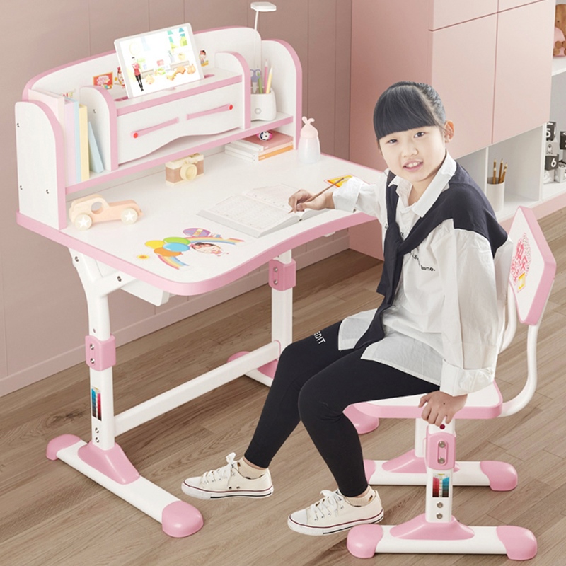 Class table and chairs High school students Children with adjustable learning table and chairs can lift 3-1 6-year-old junior high school kids' home