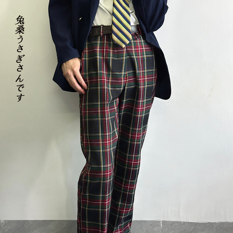 Dk Uniform Plaid Pants for Men, Versatile Student Red Casual Pants, Youth Long Pants, Suit Pants, School Style Trendy Pants