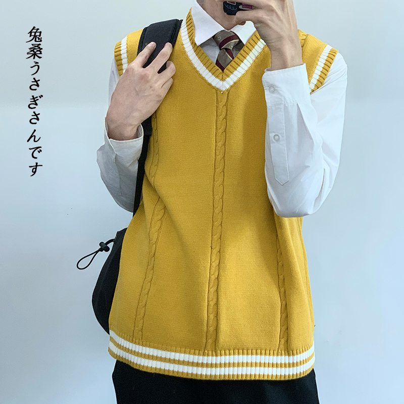 Dk Uniform Men's Autumn and Winter Inner Layer Sweater Vest Women's Outerwear Casual Striped Knitwear Sleeveless Graduation Class Uniform College Dk Uniform Men's Autumn and Winter Inner Layer Sweater Vest Women's Outerwear Casual Striped Knitwear Sleeveless Graduation Class Uniform College