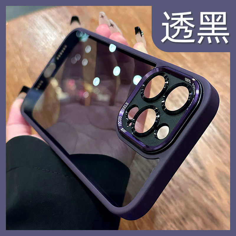 高度なメタルレンズ、iphone15 新しい Apple 14proMax 携帯電話ケース 13por 透明 12pro シンプルな防風落下防止アクリル 16 保護カバー ip 男性と女性のハイエンドセンス pm に適しています。