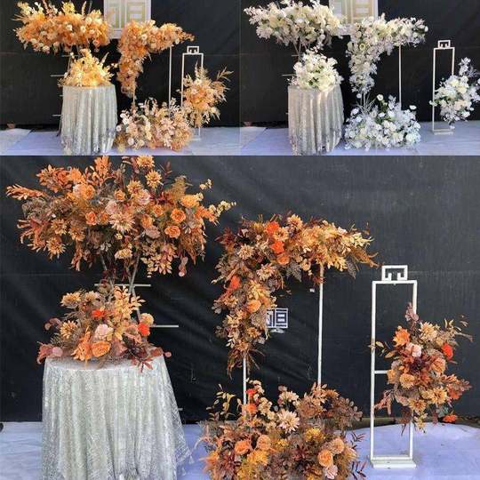 Conjunto de guía de camino de boda floral de estilo chino, fila de flores, guía de boda, decoración de escenario de boda, accesorios de fila de flores, arte floral simulado