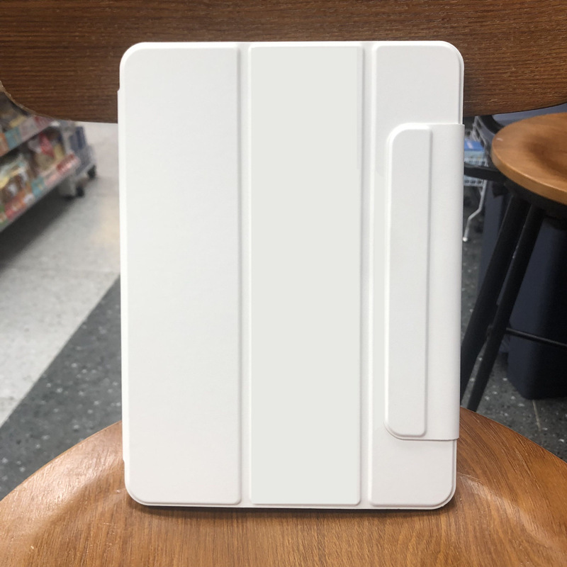 Ipadmini6 Double-Sided Clip Protective Case with Magnetic Suction 2021 New Model Protective Shell 8.3inch Tablet Mini6 Leather Case with Buckle Suitable for Apple Air4 Anti-Bending Case 2018Pro 11inch White