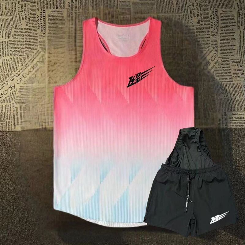 Feiying Running Sports Quick-Drying Mesh Vest Summer Sleeveless Professional Marathon Vest Track and Field Shorts Two-Piece Set