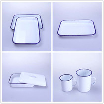 Experiment with cover enamel square disc enamel measuring cup 500 1000ml20 * 25 * 30 * 35 * 40 * 45 * 50 * 60cm