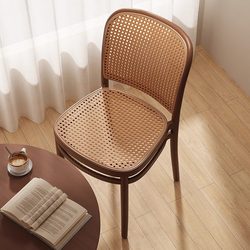 Rattan Plastic Chairs for Home Dining Tables, Stackable Dining Chairs for Small Apartments, Living Room Stools with Backrests, Commercial Dining Benches