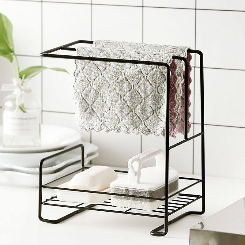 Kitchen rack rag rack countertop wall hanging storage artifact dishcloth rack towel drain rack household supplies