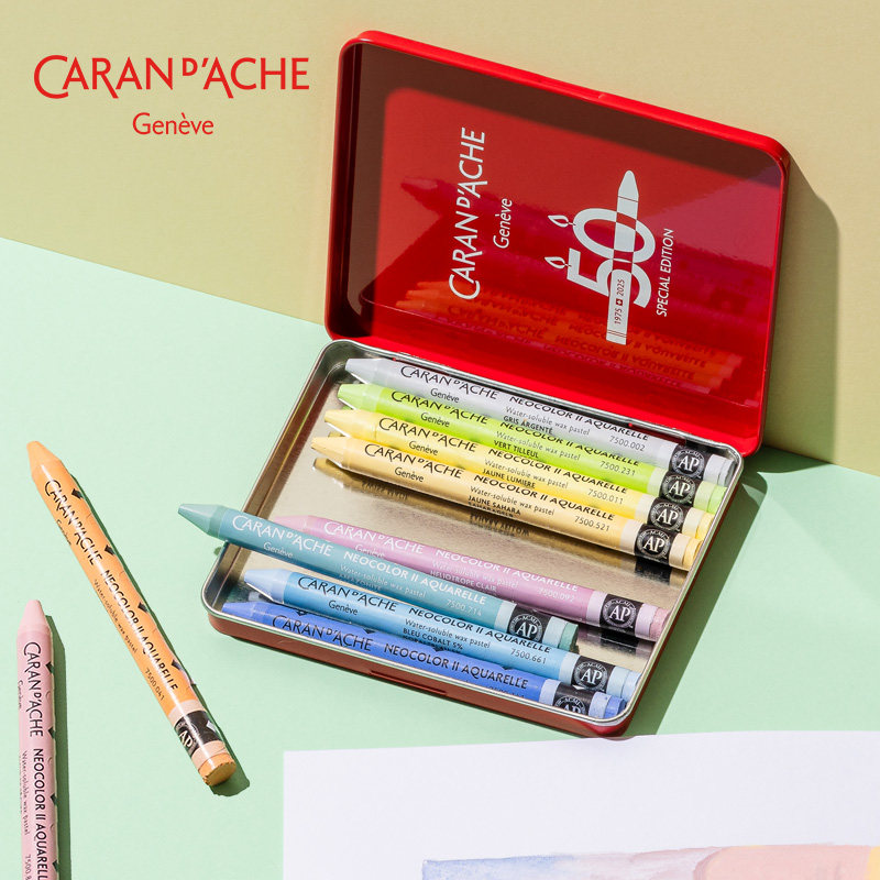 [Neocolorⅱ50Th Anniversary Limited Edition]Caran D'Ache Water-Soluble Crayons Professional Grade Imported Children's Art Student Painting Pens Toddler Oil Pastel Set