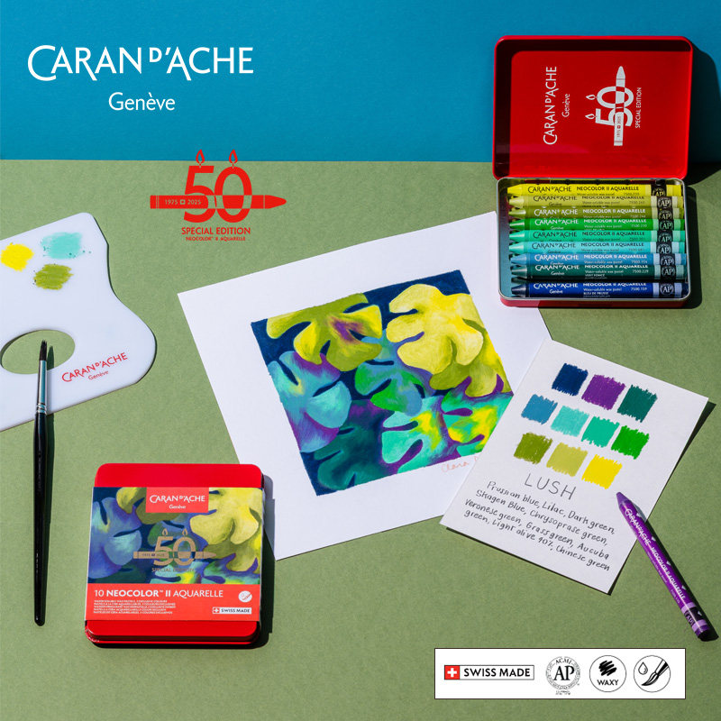 [Neocolorⅱ50Th Anniversary Limited Edition]Caran D'Ache Water-Soluble Crayons Professional Grade Imported Children's Art Student Painting Pens Toddler Oil Pastel Set