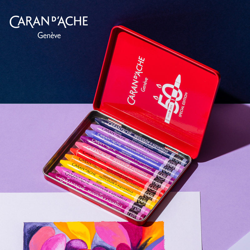 [Neocolorⅱ50Th Anniversary Limited Edition]Caran D'Ache Water-Soluble Crayons Professional Grade Imported Children's Art Student Painting Pens Toddler Oil Pastel Set