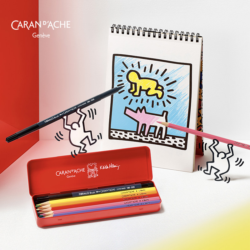Caran D'Ache Swiss Keith Haring Collaboration Christmas Colored Pencils 10 Colors Water-Soluble Drawing Pencils Set for Professional Students and Beginners