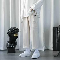 Casual Pants Men 90% Pants Spring Korean Version Trendy Ruffi STRAIGHT BARREL PANTS SPRING FALL LOOSE TOOLING LONG PANTS MAN
