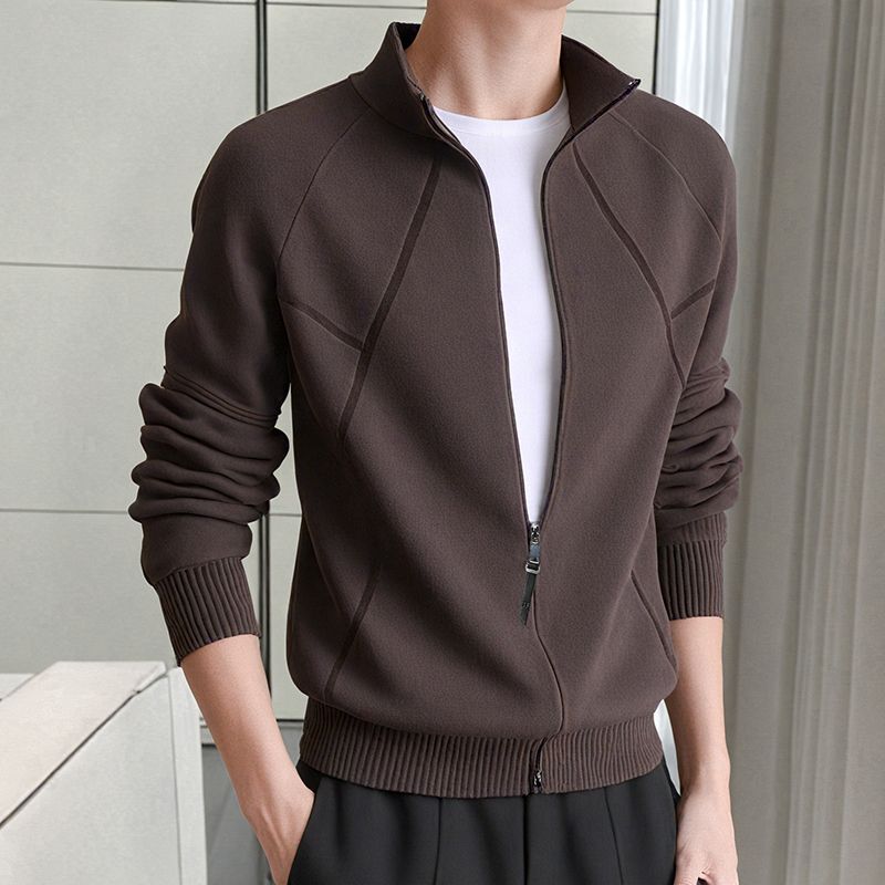 Men's Knitwear 2026 New Style Zippered Trendy Knit Sweater Casual Stand Collar Versatile Cardigan Outer Cashmere Pullover