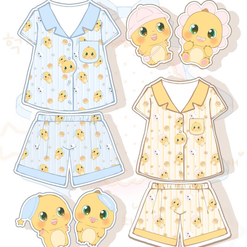 Original Milk Dragon Pajamas Summer New Style Lapel Pajamas for Female Students Cute Short Sleeve Long Pants Couple Homewear Set Original Milk Dragon Pajamas Summer New Style Lapel Pajamas for Female Students Cute Short Sleeve Long Pants Couple Homewear Set