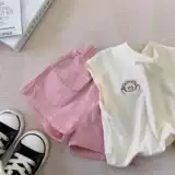 Летняя одежда, майка, летние шорты, летний комплект для девочек, детские штаны без рукавов, эффект подтяжки, детская одежда