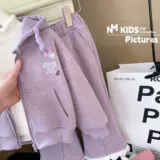 Весенний детский комплект, толстовка с капюшоном, осенние спортивные весенние штаны для девочек, детская одежда