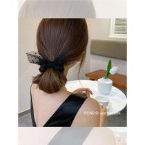Black polka dot bow headband hair accessories 2023 new low ball head ponytail hair tie head flower forest hair rope