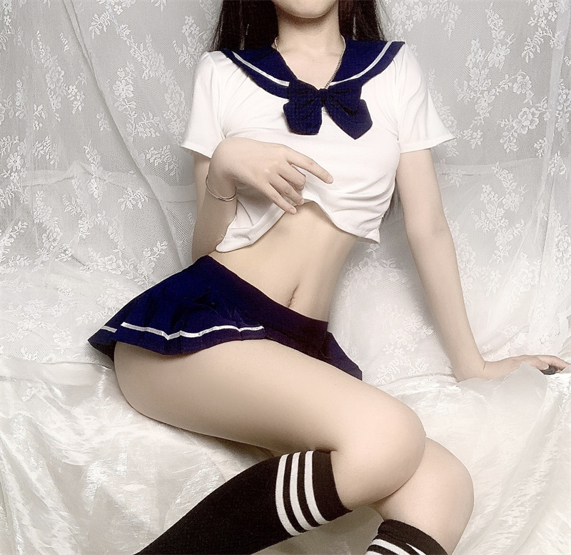 Ultra short dress superspicy skirt side slit charm Dress Spice Campus Uniform Sailor Costume with Spicy Girl-Taobao