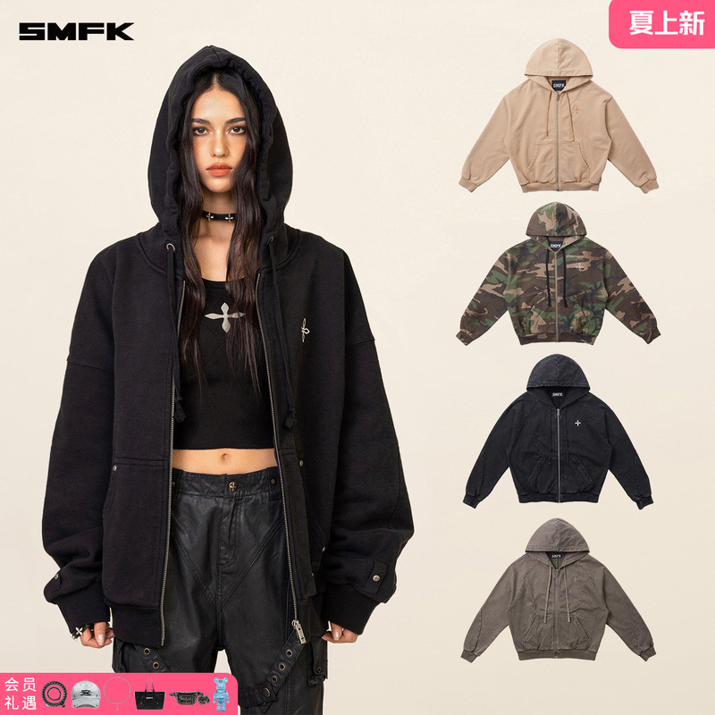 Smfk Cross Flower Classic Zipper Hoodie Ch005B1 Star Same Style Hooded Sweatshirt Jacket Cardigan Spring Smfk Cross Flower Classic Zipper Hoodie Ch005B1 Star Same Style Hooded Sweatshirt Jacket Cardigan Spring
