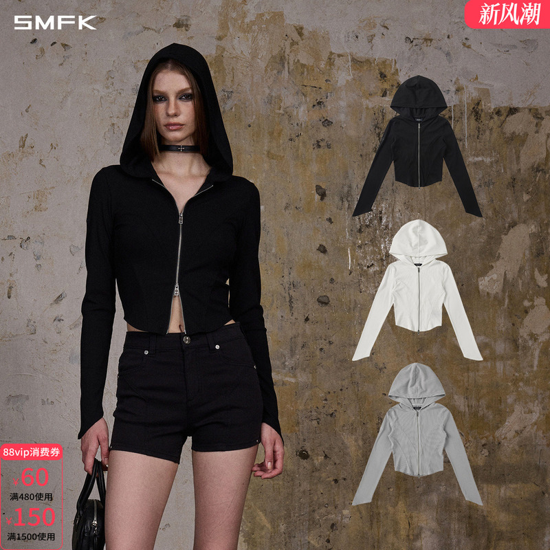 Smfk Fengshen Slim Fit Evening Hoodie Chv16B/W/Lg Modal Cotton Slim Fit Hooded Short Jacket