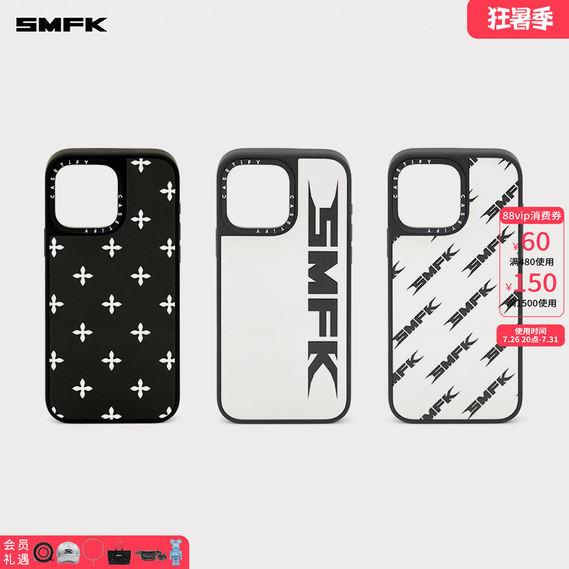 Smfk Future Ripple Collaboration Phone Case Casetify Co-Branded Mirror Letter Cross Flower iPhone 16 Pro Max Phone Case Tpe Eco-Friendly Material