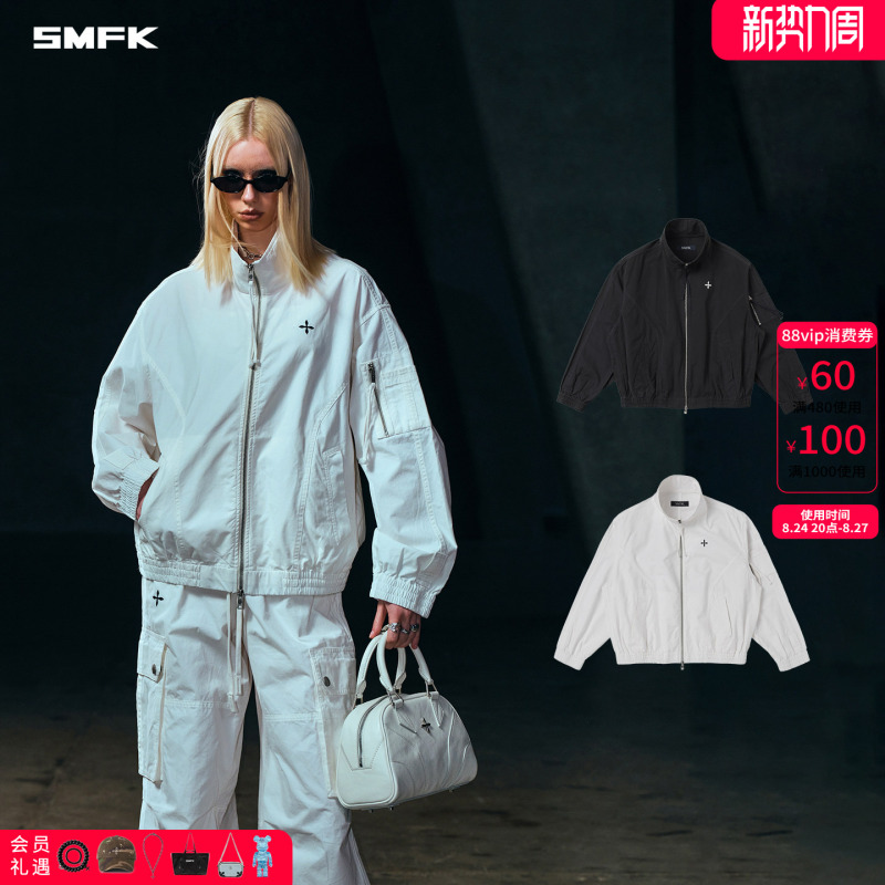 Smfk Annihilation Retro Training Jacket Cgv05B/W Workwear Wide-Fit Dyed Casual Sports Jacket for Spring and Autumn