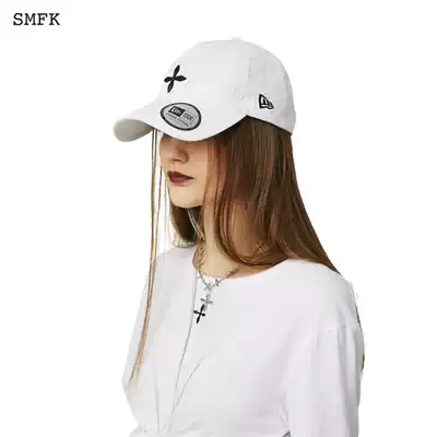 SMFK X NEWERA cooperative baseball cap hand-painted washed old cap Female Song Zuer Song Zuer same curved brim hat
