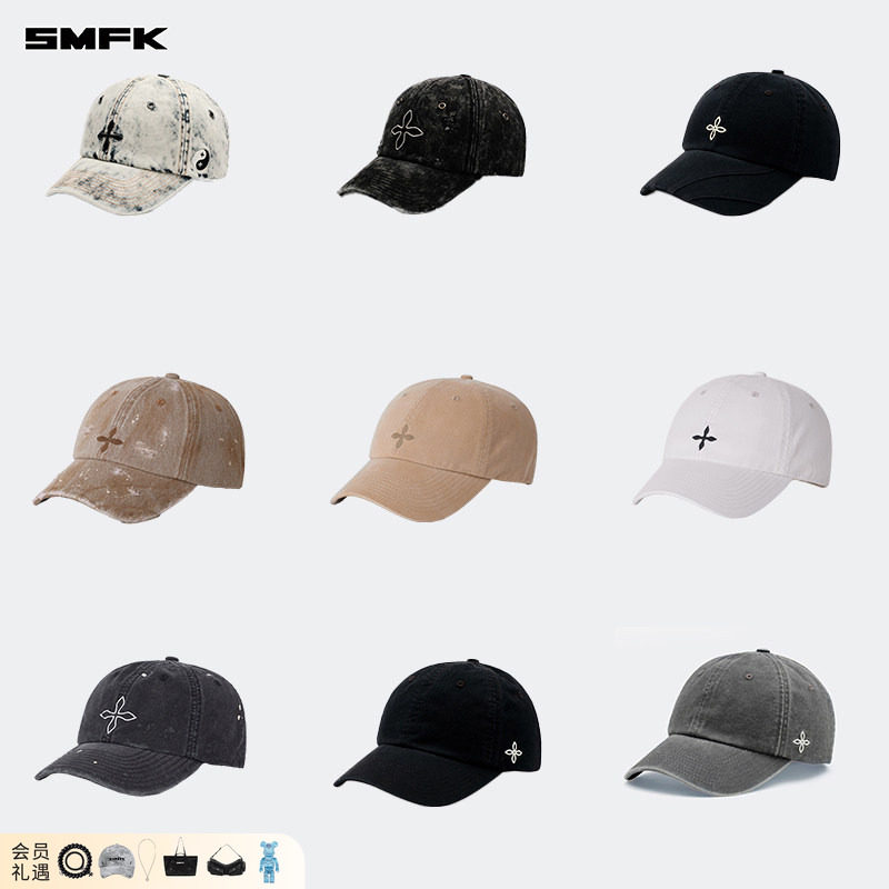 Бейсбольная кепка SMFK с перекрестным цветком, вышитая буквами, для отдыха и спорта, шляпа с регулируемым козырьком и изогнутыми полями 【Коллекция】