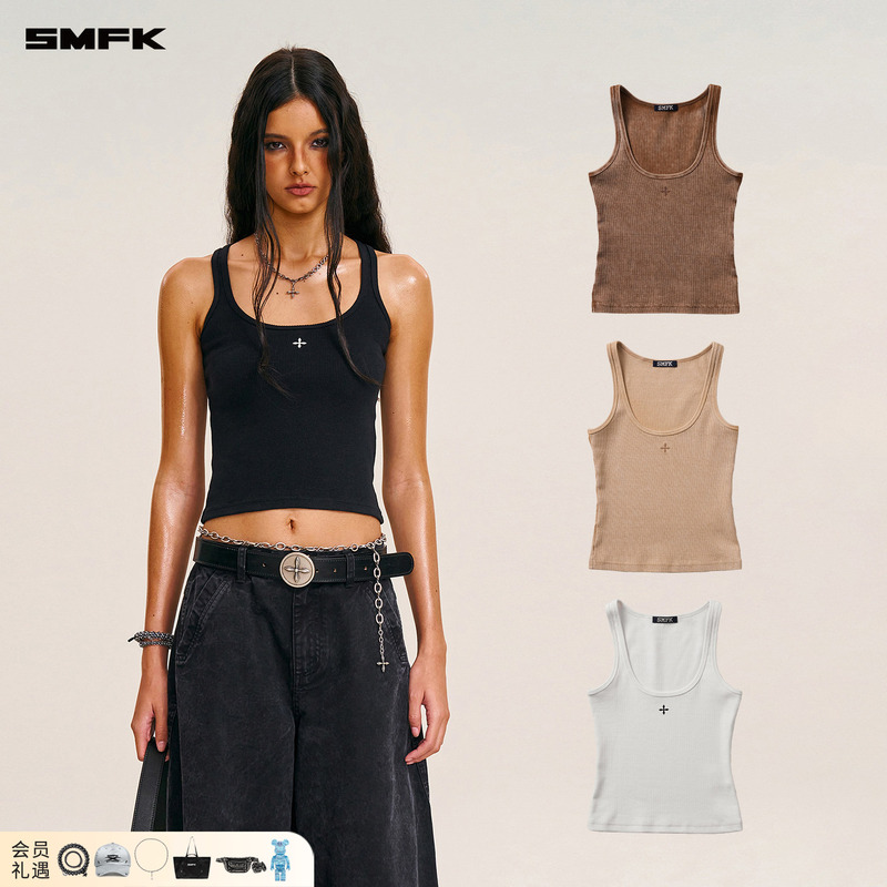 Smfk Storm Vintage Motorcycle Vest Tkv01B/W/S/K Workwear Washed Cotton Base Shirt Tank Top