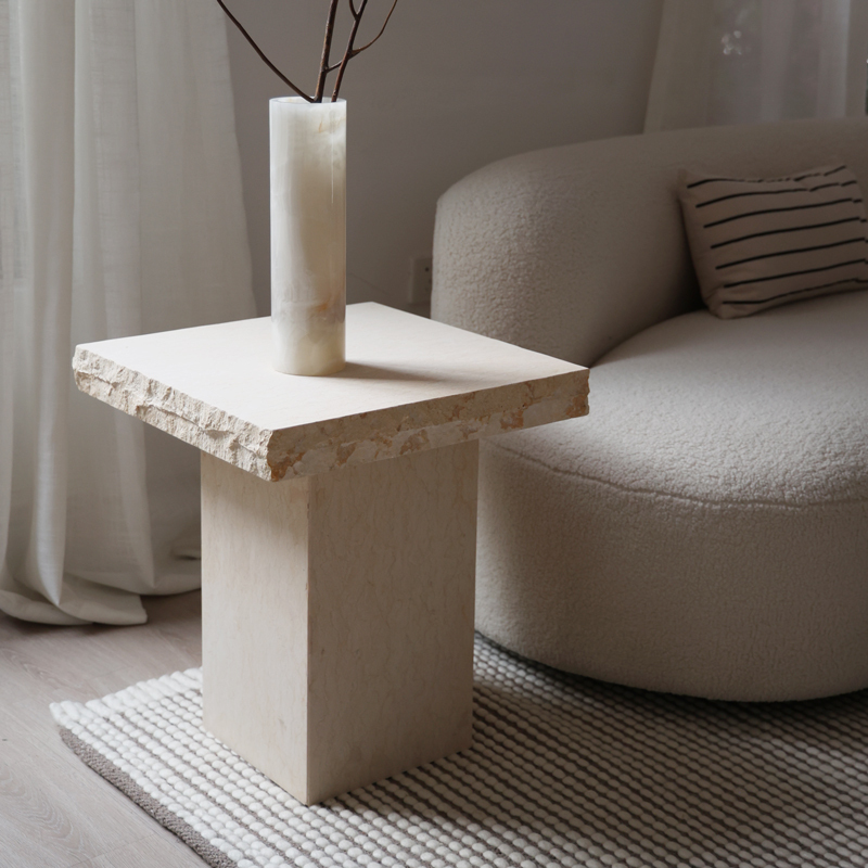 Mustard-Colored French-Style White Small Coffee Table, Marble Side Table, Square Small Table, Living Room Sofa Stone Corner Table Mustard-Colored French-Style White Small Coffee Table, Marble Side Table, Square Small Table, Living Room Sofa Stone Corner Table