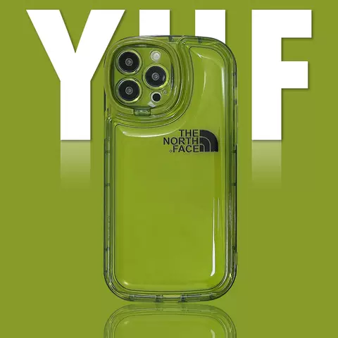The North Face Trendy Fashionable Bright Green Logo Bumper Phone Case for iPhone 17, 16, 15, 14, 13 and 12