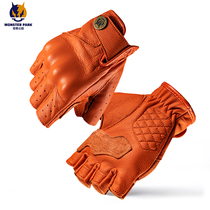 Alien Snails Monster Park Motorcycle Gloves Half Finger Summer Men And Women Genuine Leather Retro Riding Gear