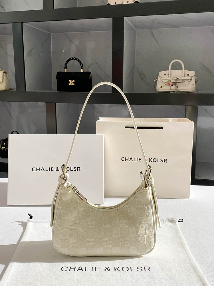  Chalie&Kolsr Authentic Niche Cream Crescent Armpit Bag 2025 Spring High-End Baguette Shoulder Bag