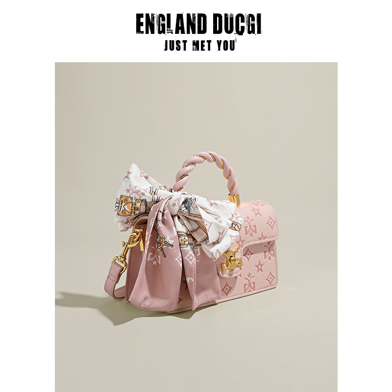 CHEROSEKEITH leather embossed pink handbag bag women's messenger bag 2022 new small square bag