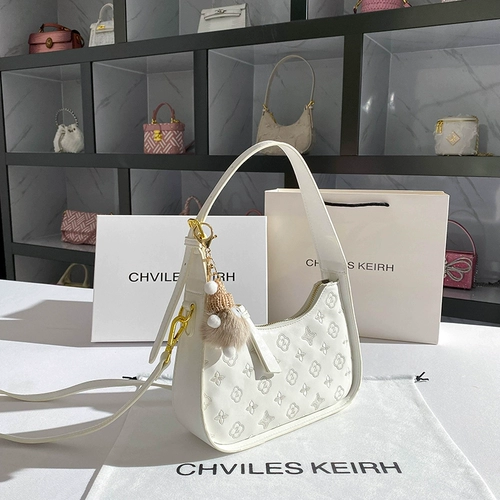 CHALIE&KOLSR Небольшая дизайнерская сумка подмышку, с вышивкой, осенняя, тренд сезона, премиум класс