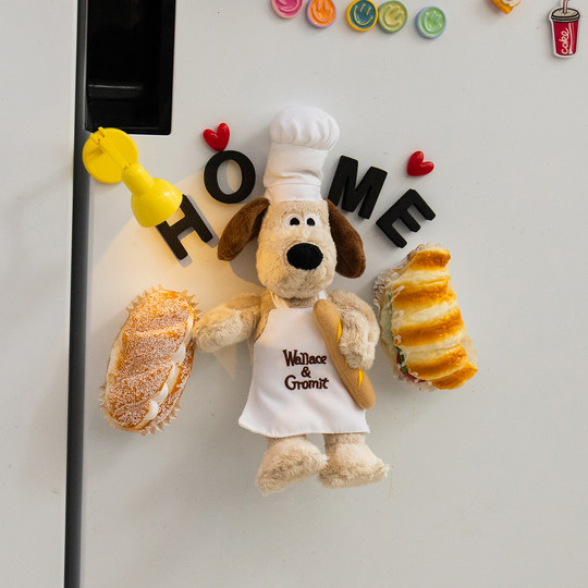 厨师狗小狗公仔可爱冰箱贴磁贴3d立体卡通磁性毛绒仿真装饰侧面