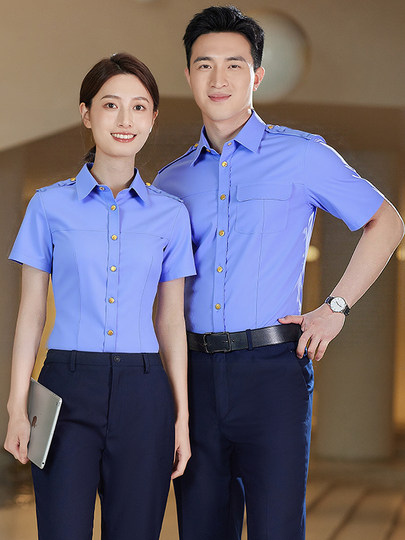 Новая униформа железнодорожных работников 2025 года, рубашка-поло 23-го типа для мужчин и женщин, синяя рубашка с коротким рукавом, рабочая одежда, новая модель униформы железнодорожного персонала