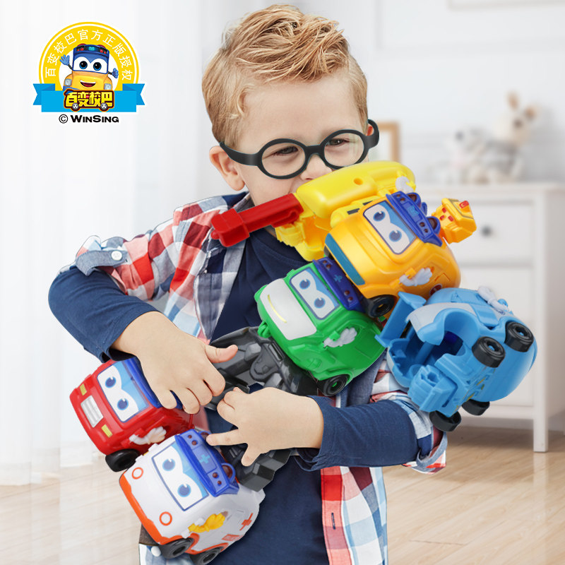 Genuine versatile school bus children's toy car six-in-one deformation car robot Goethe boy reverse car combination
