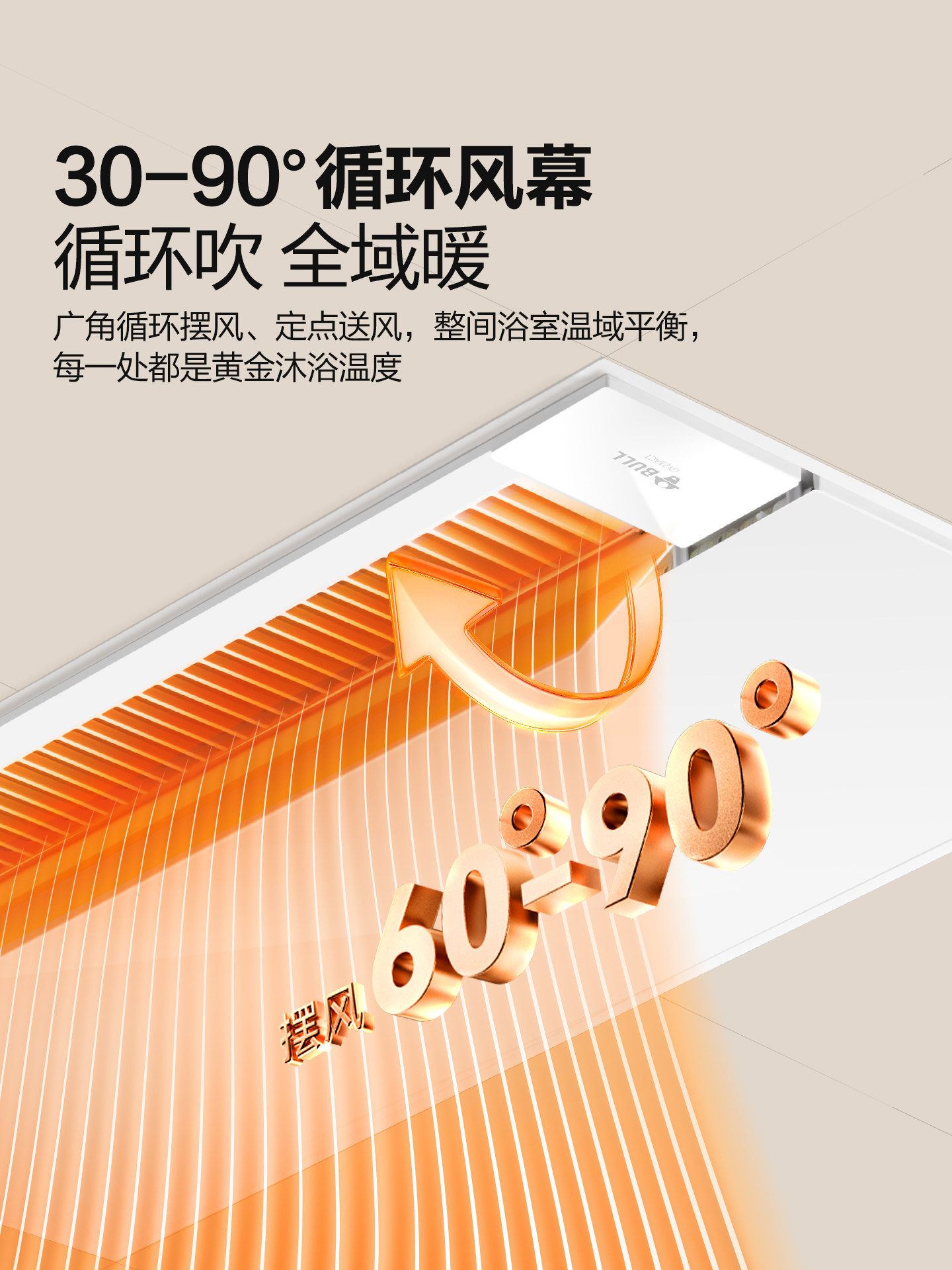 Bull Brand Bathroom Heater with Lighting and Exhaust Fan, Integrated Bathroom Heater, Touch Smart Thermostat, Bathroom Heater with Ventilation Fan and Lighting