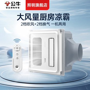 Bull Remote Control Cooling Fan for Kitchen, Embedded Cooling Fan for Bathroom, Integrated Ceiling Fan and Ventilation 2-in-1